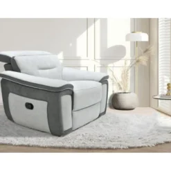 Fauteuil Relax En Microfibre Bicolore Anthracite Et Gris Clair PARUA