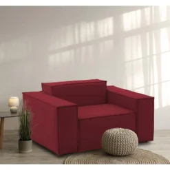 Chaise Longue Dbrogn, Chaise Longue, 100% Made In Italy, Fauteuil Relax En Tissu Rembourré, Cm 160x95h70, Rouge -Promos Fauteora Magasin fauteuil 22934405