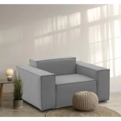 Chaise Longue Emanuela, Chaise Longue, 100% Made In Italy, Fauteuil Relax En Tissu Rembourré, Cm 140x95h70, Gris -Promos Fauteora Magasin fauteuil 22936973