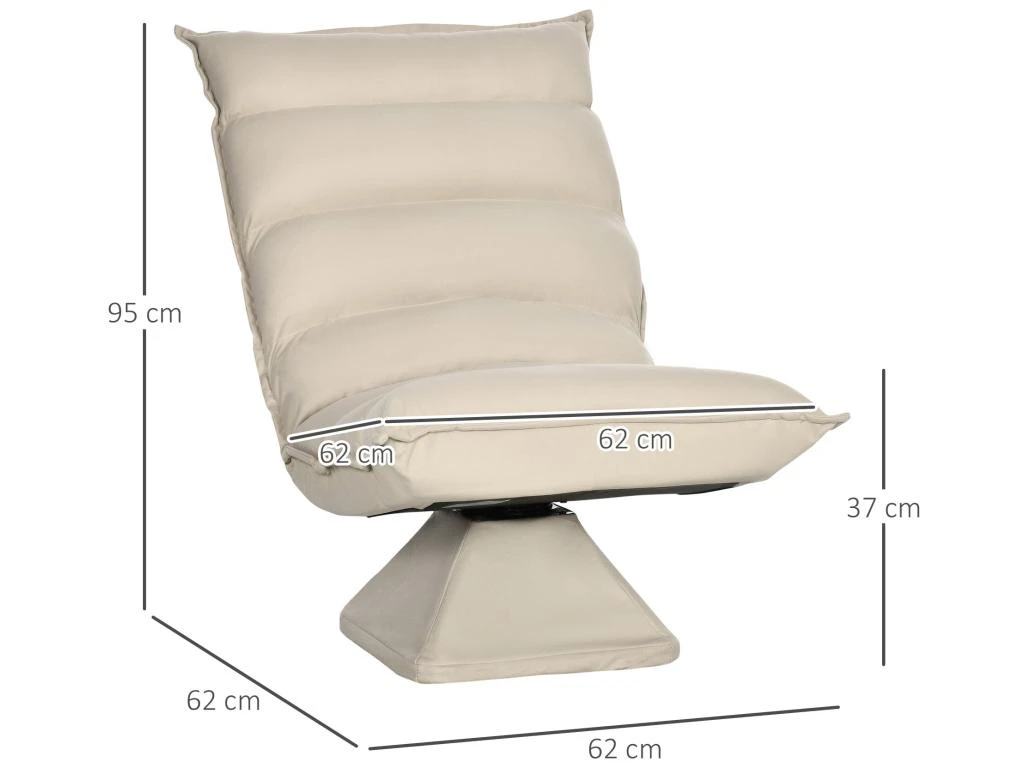 Fauteuil Relax Grand Confort Pivotant Inclinaison Réglable 5 Niv. épais Garnissage Mousse Haute Densité Tissu Velours Microfibre Beige 5 Fauteuil Relax Grand Confort Pivotant Inclinaison Réglable 5 Niv. épais Garnissage Mousse Haute Densité Tissu Velours Microfibre Beige – Image 3