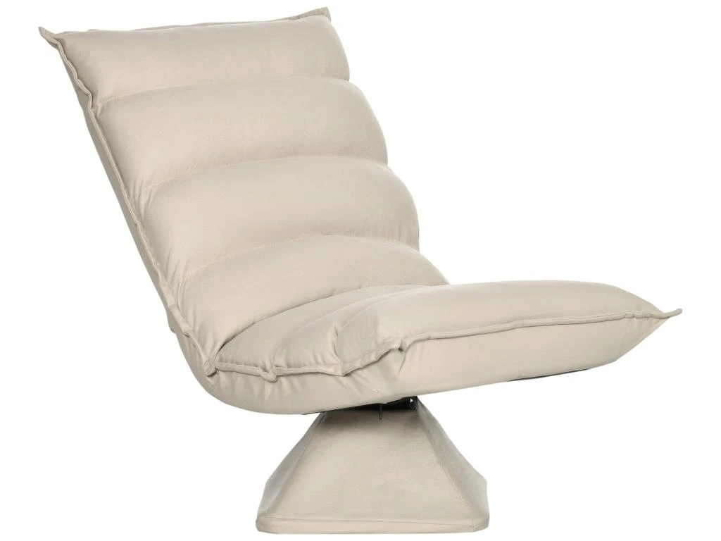 Fauteuil Relax Grand Confort Pivotant Inclinaison Réglable 5 Niv. épais Garnissage Mousse Haute Densité Tissu Velours Microfibre Beige 6 Fauteuil Relax Grand Confort Pivotant Inclinaison Réglable 5 Niv. épais Garnissage Mousse Haute Densité Tissu Velours Microfibre Beige – Image 4