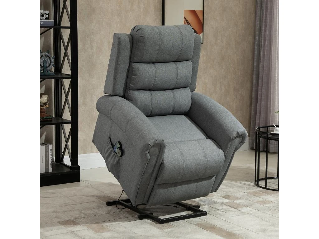 Fauteuil De Massage Fauteuil Releveur électrique Inclinaison Réglable Repose-Pied Ajustable Lin Gris Chiné 6 Fauteuil De Massage Fauteuil Releveur électrique Inclinaison Réglable Repose-Pied Ajustable Lin Gris Chiné – Image 4