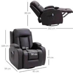 Fauteuil De Massage Et Relaxation électrique Chauffant Inclinable Manuellement Repose-pied Télécommande Chocolat -Promos Fauteora Magasin fauteuil 22963441
