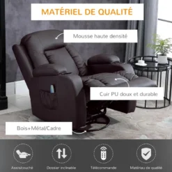 Fauteuil De Massage Et Relaxation électrique Chauffant Inclinable Manuellement Repose-pied Télécommande Chocolat -Promos Fauteora Magasin fauteuil 22963445