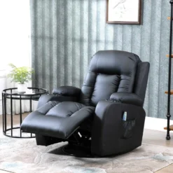 Fauteuil De Massage Et Relaxation électrique Chauffant Inclinable Manuellement Repose-pied Télécommande Noir -Promos Fauteora Magasin fauteuil 22963463