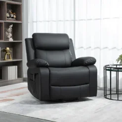 Fauteuil De Massage Et Relaxation électrique Inclinable Pivotant Repose-pied Télécommande Noir