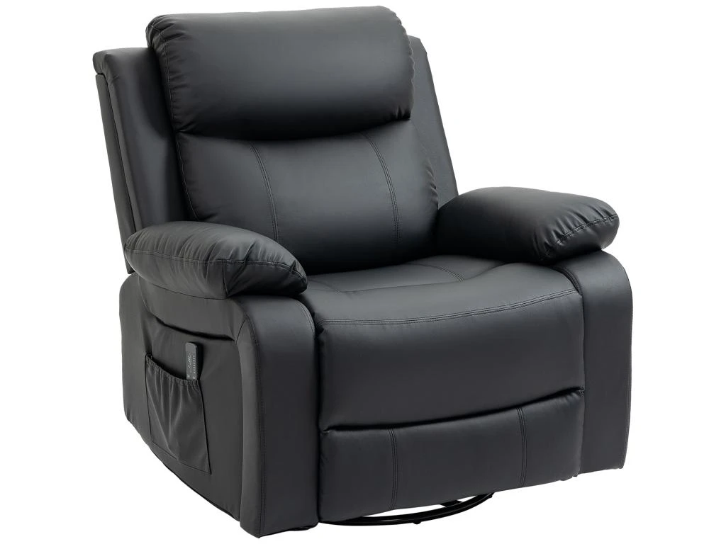 Fauteuil De Massage Et Relaxation électrique Inclinable Pivotant Repose-pied Télécommande Noir 4 Fauteuil De Massage Et Relaxation électrique Inclinable Pivotant Repose-pied Télécommande Noir – Image 2