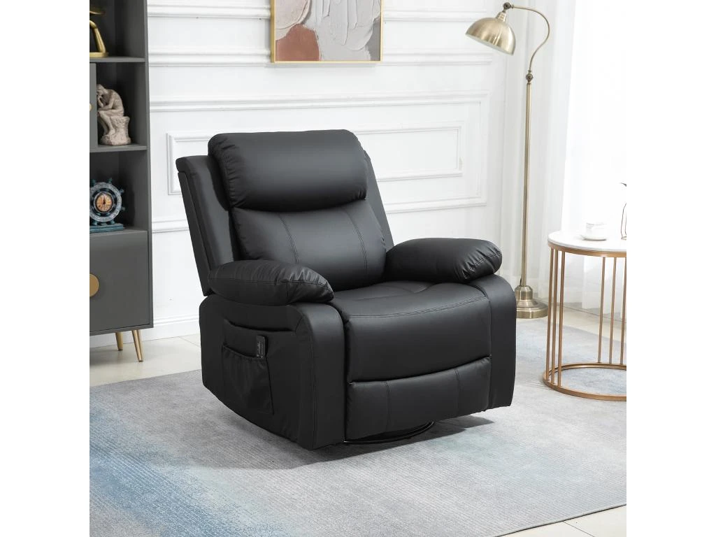 Fauteuil De Massage Et Relaxation électrique Inclinable Pivotant Repose-pied Télécommande Noir 6 Fauteuil De Massage Et Relaxation électrique Inclinable Pivotant Repose-pied Télécommande Noir – Image 4