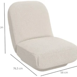 Fauteuil Paresseux Grand Confort épaisse Assise 25 Cm Doux Revêtement Tissu Toucher Laine D'agneau Blanc Cassé -Promos Fauteora Magasin fauteuil 22990375