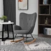 Fauteuil à Bascule Oreilles Rocking Chair Grand Confort Accoudoirs Assise Dossier Garnissage Mousse Haute Densité Aspect Velours Anthracite -Promos Fauteora Magasin fauteuil 23021321