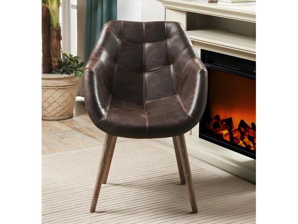 Fauteuil En Simili Aspect Cuir Vieilli VILNIUS 4 Fauteuil En Simili Aspect Cuir Vieilli VILNIUS – Image 2