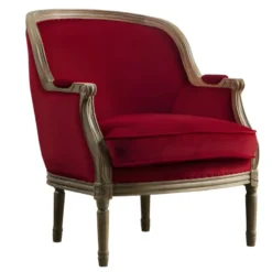 Fauteuil En Velours ALIENOR - Rouge -Promos Fauteora Magasin fauteuil 230869