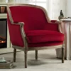 Fauteuil En Velours ALIENOR - Rouge -Promos Fauteora Magasin fauteuil 230873