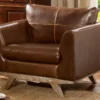 Fauteuil En Cuir Vieilli ALEGAN - Marron -Promos Fauteora Magasin fauteuil 234917
