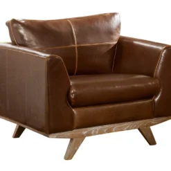 Fauteuil En Cuir Vieilli ALEGAN - Marron -Promos Fauteora Magasin fauteuil 234921