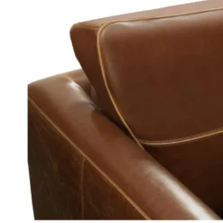 Fauteuil En Cuir Vieilli ALEGAN - Marron -Promos Fauteora Magasin fauteuil 234923