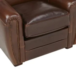 Fauteuil Club 100% Cuir Vieilli BAUDOIN - Marron -Promos Fauteora Magasin fauteuil 235505