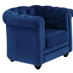 Fauteuil CHESTERFIELD - Velours Bleu Roi -Promos Fauteora Magasin fauteuil 266573