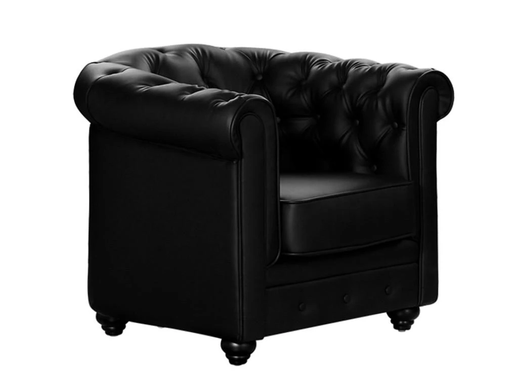 Fauteuil En Simili CHESTERFIELD - Noir 6 Fauteuil En Simili CHESTERFIELD - Noir – Image 4