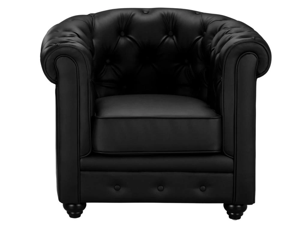 Fauteuil En Simili CHESTERFIELD - Noir 5 Fauteuil En Simili CHESTERFIELD - Noir – Image 3