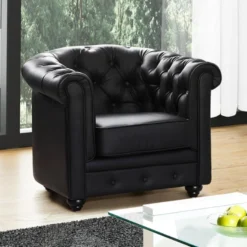 Fauteuil En Simili CHESTERFIELD - Noir