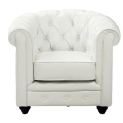 Fauteuil En Simili CHESTERFIELD - Blanc -Promos Fauteora Magasin fauteuil 268181