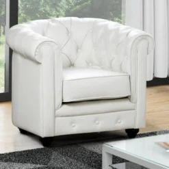 Fauteuil En Simili CHESTERFIELD - Blanc