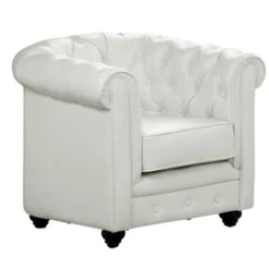 Fauteuil En Simili CHESTERFIELD - Blanc -Promos Fauteora Magasin fauteuil 268187