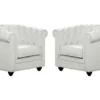 Lot De 2 Fauteuils CHESTERFIELD - Simili Blanc 1 Lot De 2 Fauteuils CHESTERFIELD - Simili Blanc -Promos Fauteora Magasin fauteuil 268205