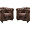 Lot De 2 Fauteuils CHESTERFIELD En Microfibre Aspect Cuir Vieilli -Promos Fauteora Magasin fauteuil 278581