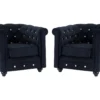 Lot De 2 Fauteuils CHESTERFIELD - Velours Noir Et Boutons Effet Cristal -Promos Fauteora Magasin fauteuil 282921