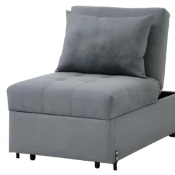 Fauteuil Convertible En Tissu LESNA - Gris -Promos Fauteora Magasin fauteuil 288669