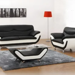 Fauteuil En Simili INDICE - Bicolore Noir Et Ivoire -Promos Fauteora Magasin fauteuil 322213