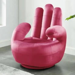 Fauteuil Main Pivotant CATCHY En Velours - Fuchsia