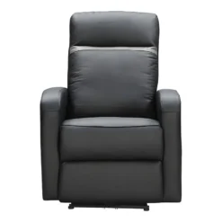 Fauteuil Relax électrique En Cuir ABERDEEN - Noir Et Bande Anthracite -Promos Fauteora Magasin fauteuil 366597