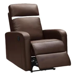 Fauteuil Relax électrique En Cuir ABERDEEN - Marron Et Bande Ivoire -Promos Fauteora Magasin fauteuil 366637