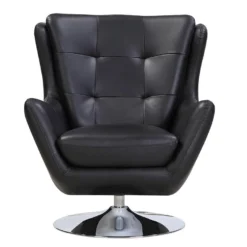 Fauteuil Pivotant En Cuir ANABA - Noir -Promos Fauteora Magasin fauteuil 367145