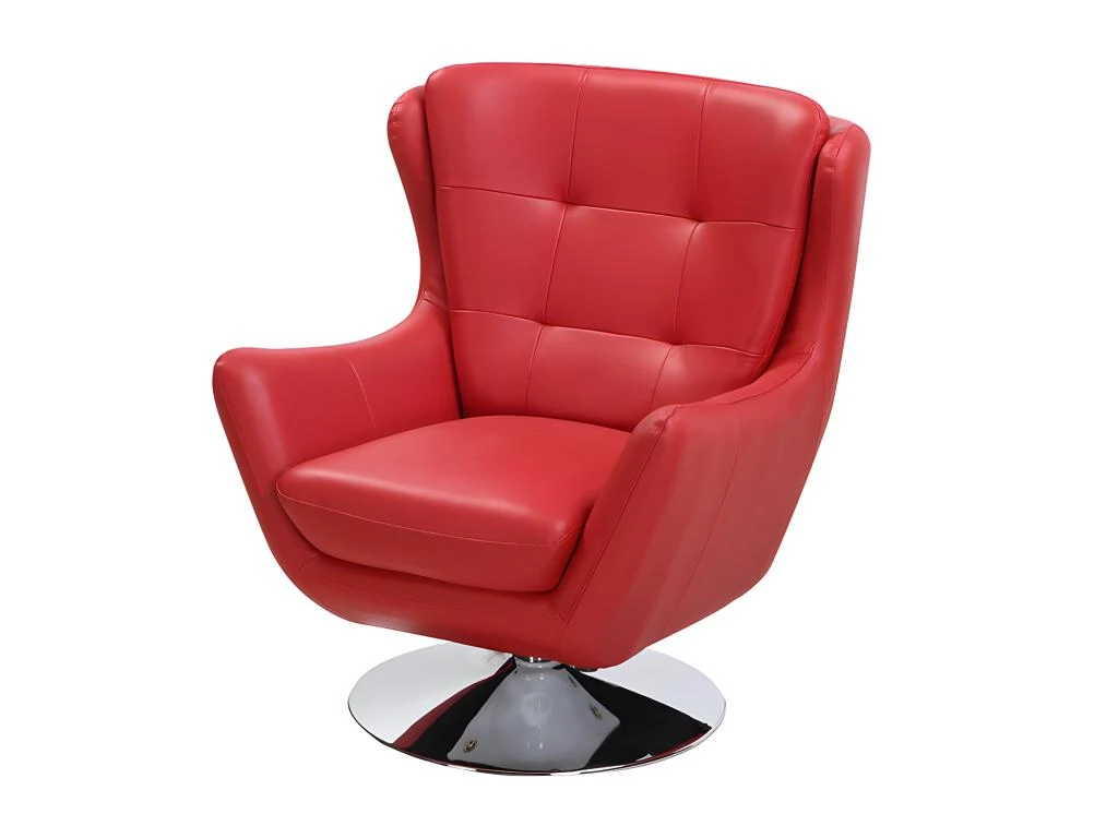 Fauteuil Pivotant En Cuir ANABA - Rouge 6 Fauteuil Pivotant En Cuir ANABA - Rouge – Image 4