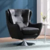 Fauteuil Pivotant En Cuir ANABA - Noir -Promos Fauteora Magasin fauteuil 367151