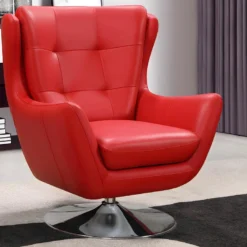 Fauteuil Pivotant En Cuir ANABA - Rouge