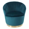 Fauteuil En Velours TULIP - Bleu Et Base Métal Dorée 1 Fauteuil En Velours TULIP - Bleu Et Base Métal Dorée -Promos Fauteora Magasin fauteuil 369049