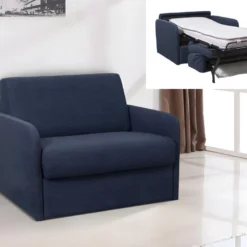 Fauteuil Convertible Express En Tissu NADOA - Couchage 70cm - Bleu