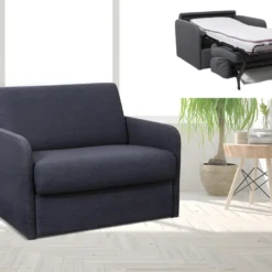 Fauteuil Convertible Express En Tissu NADOA - Couchage 70 Cm - Anthracite