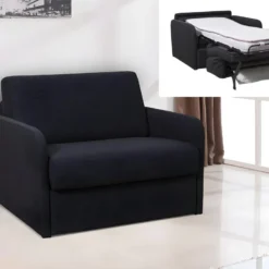 Fauteuil Convertible Express En Tissu NADOA - Couchage 100 Cm - Gris Foncé