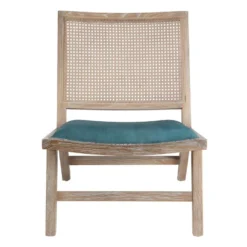 Fauteuil En Velours Et Cannage HELIAS - Bleu -Promos Fauteora Magasin fauteuil 380953