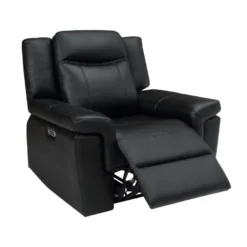 Fauteuil Relax électrique En Cuir KENNETH - Noir -Promos Fauteora Magasin fauteuil 392975