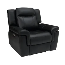 Fauteuil Relax électrique En Cuir KENNETH - Noir -Promos Fauteora Magasin fauteuil 392977