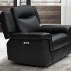 Fauteuil Relax électrique En Cuir KENNETH - Noir -Promos Fauteora Magasin fauteuil 395675