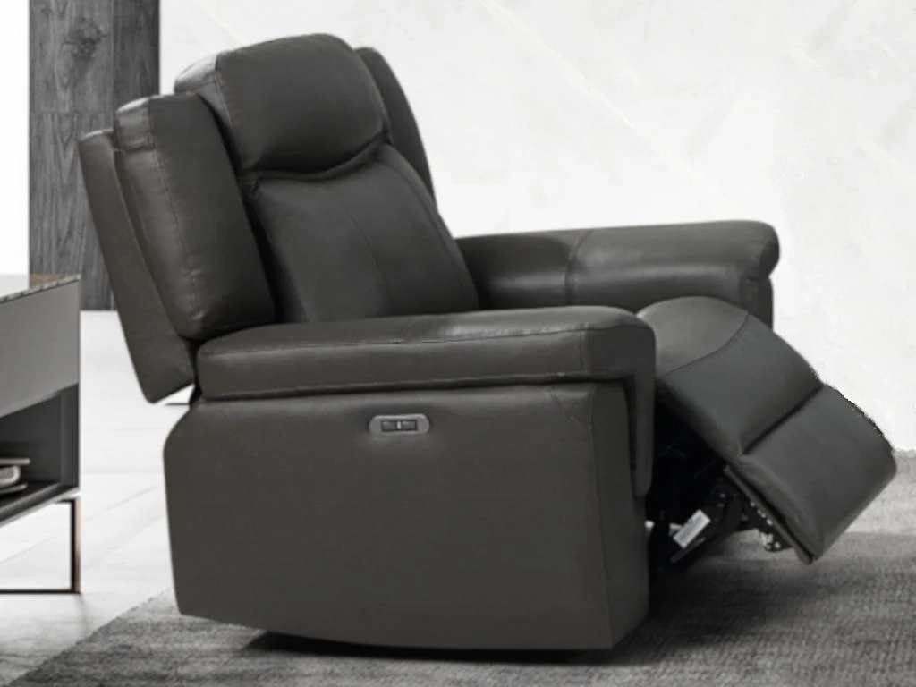 Fauteuil Relax électrique En Cuir KENNETH - Taupe 4 Fauteuil Relax électrique En Cuir KENNETH - Taupe – Image 2