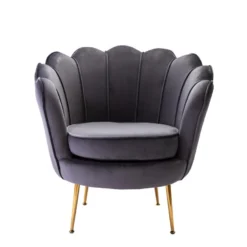 Fauteuil Coquillage En Velours Anthracite DANDELION De Pascal Morabito -Promos Fauteora Magasin fauteuil 395851